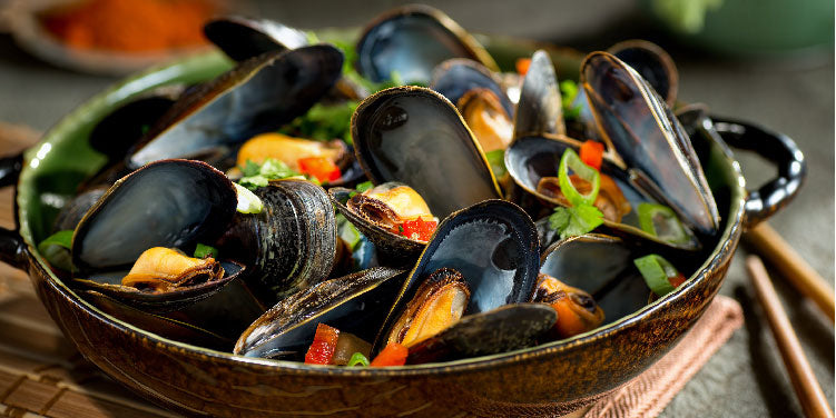 Grilled Mussels with Cilantro glaze