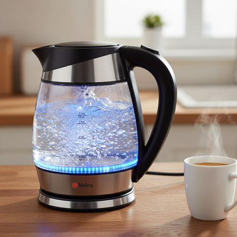 Milex Café & Tea Duo – Creamy Craft Milk Frother and 1.7L Glass Kettle