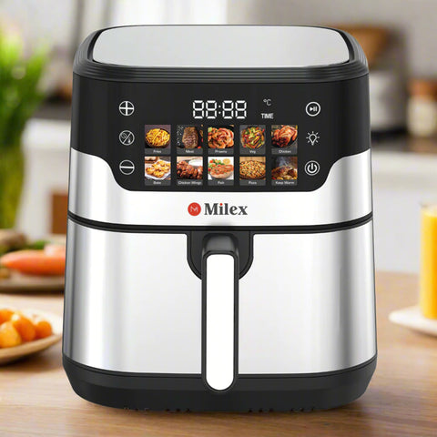 Milex air fryer with digital display on the kitchen counter