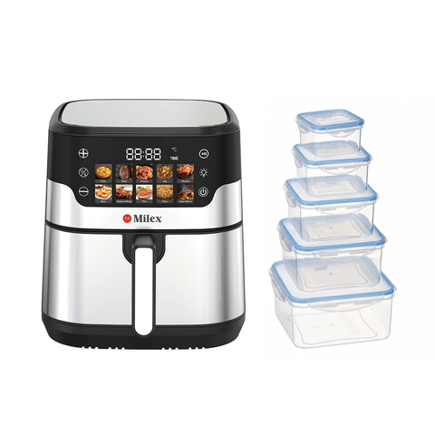 Milex 8L Touch Chef + Milex 5-Piece Square Container Set