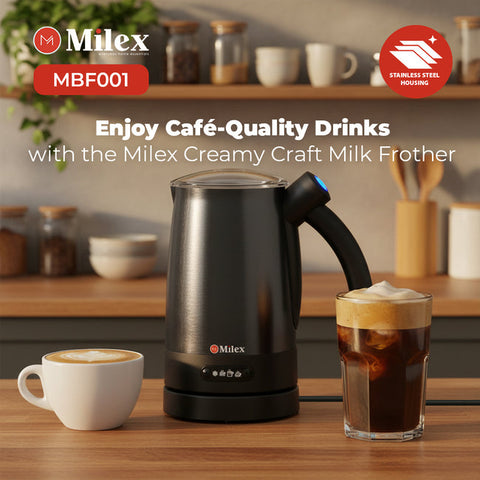 Milex Café & Tea Duo – Creamy Craft Milk Frother and 1.7L Glass Kettle