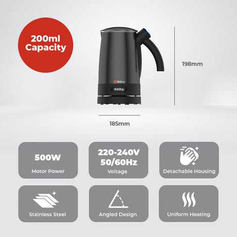 Milex Café & Tea Duo – Creamy Craft Milk Frother and 1.7L Glass Kettle