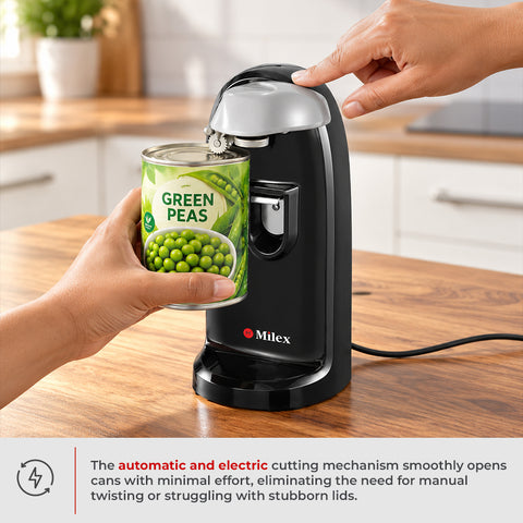 Milex 3-in-1 Multi Can Opener – Electric Can Opener with Bottle Opener & Knife Sharpener