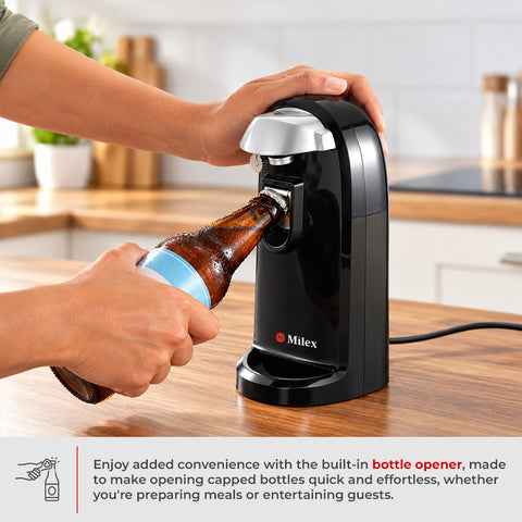 Milex 3-in-1 Multi Can Opener – Electric Can Opener with Bottle Opener & Knife Sharpener