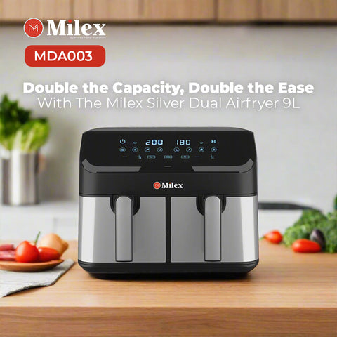 Milex Silver Dual Air fryer 9L