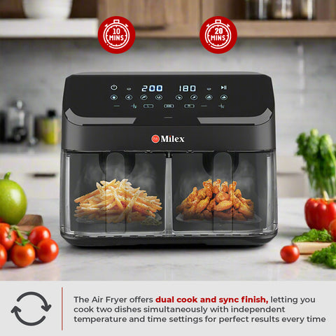 Milex Silver Dual Air fryer 9L