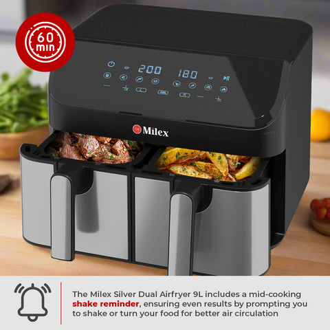 Milex Silver Dual Air fryer 9L