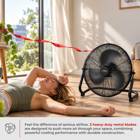 Milex Cyclone Air 45cm Fan – 110W High-Velocity Metal Floor Fan