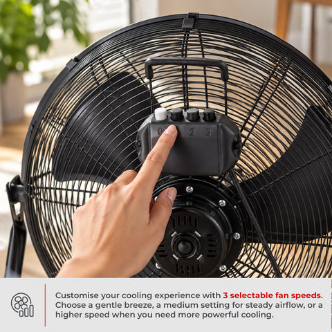 Milex Cyclone Air 45cm Fan – 110W High-Velocity Metal Floor Fan