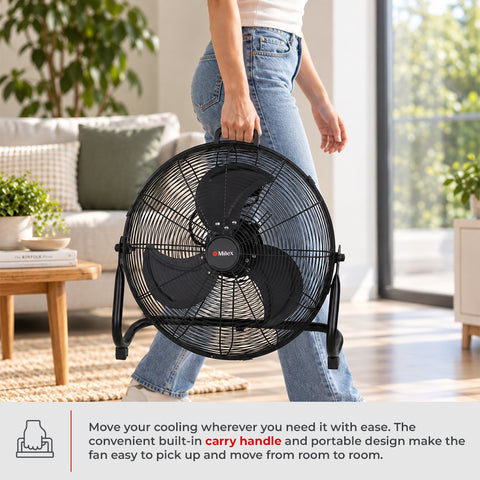 Milex Cyclone Air 45cm Fan – 110W High-Velocity Metal Floor Fan