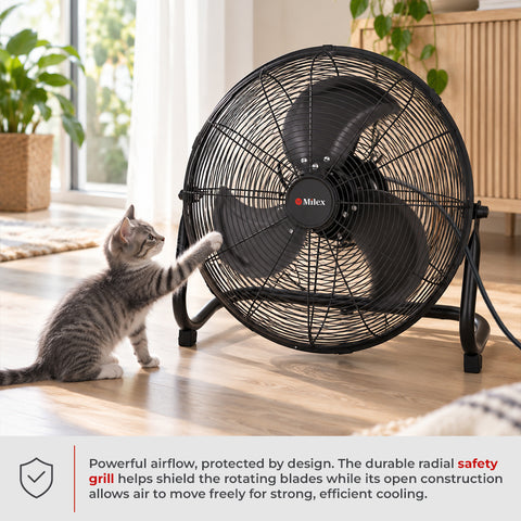 Milex Cyclone Air 45cm Fan – 110W High-Velocity Metal Floor Fan