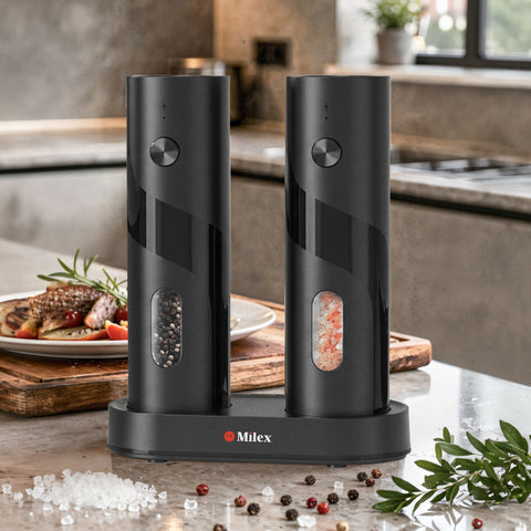 Milex Electric Grinder Set – Rechargeable Salt & Pepper Grinder with USB-C Charging