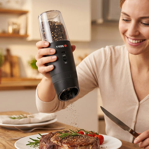 Milex Gravity Grinder – Rechargeable Electric Salt, Pepper & Spice Grinder