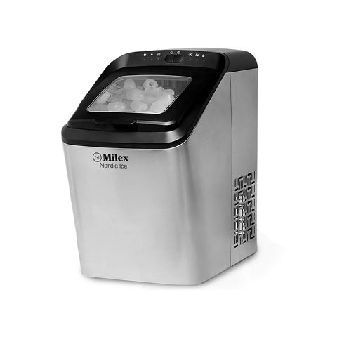 Milex Nordic Ice maker with ice cubes visible on a white background