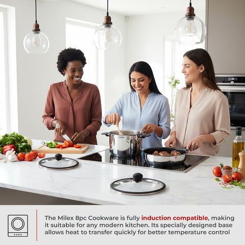 Milex 8-Piece Stainless Steel Cookware Set – 5-Ply Induction Compatible Cookware