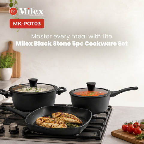 Milex Black Stone 5pc Cookware Set