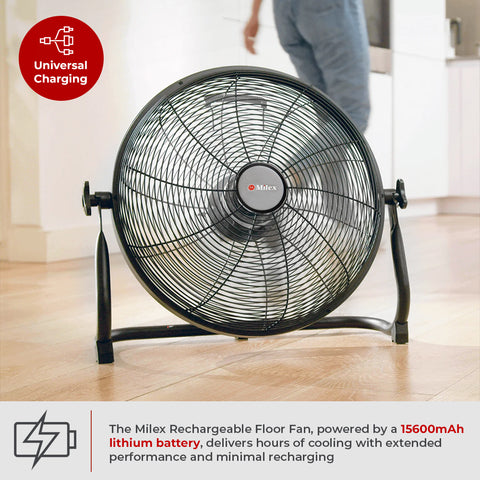Milex Rechargeable Floor Fan 12"