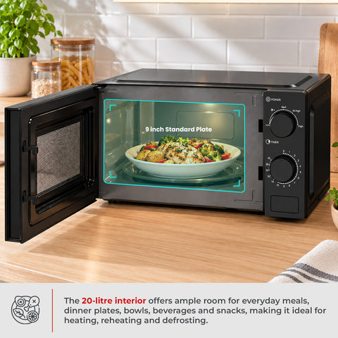 Milex 20L Manual Microwave – Compact Freestanding Microwave with 5 Power Levels
