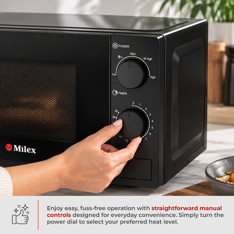 Milex 20L Manual Microwave – Compact Freestanding Microwave with 5 Power Levels