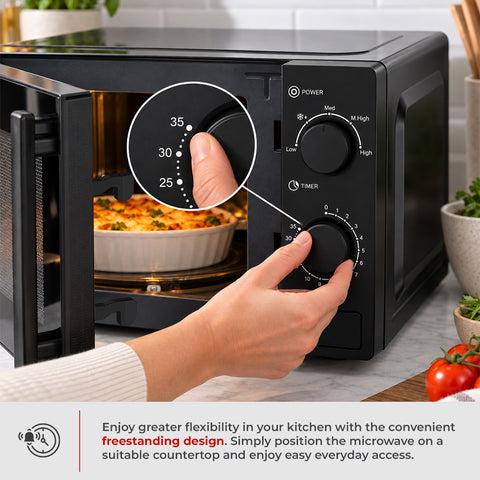 Milex 20L Manual Microwave – Compact Freestanding Microwave with 5 Power Levels