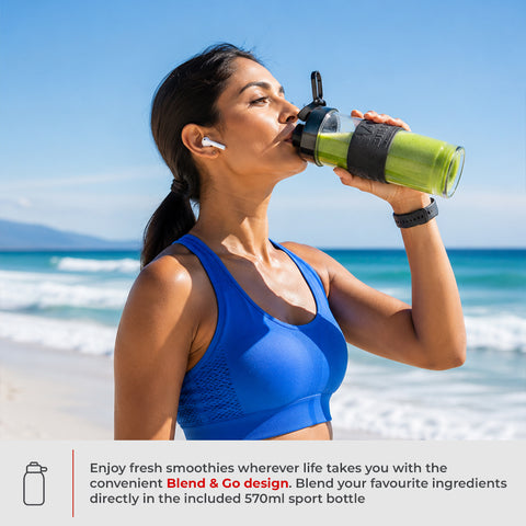 Milex Nutri Smoothie Maker – 300W Personal Blender with 570ml Sport Bottle