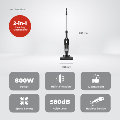 Milex Blaze 2-in-1 Stick Vacuum 800W – Upright & Handheld Cleaning