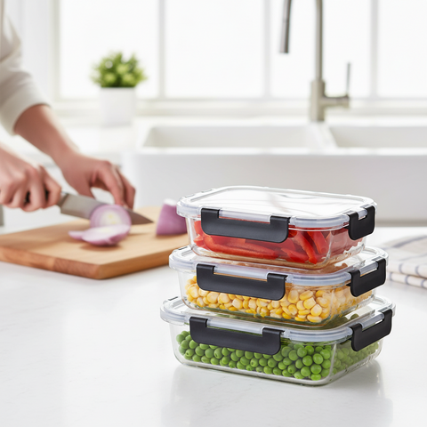 Milex 3pcs Locking Lid Glass Container Set