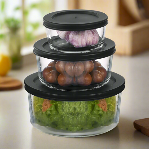 Milex 3pcs Round Glass Container Set | Colour May Vary
