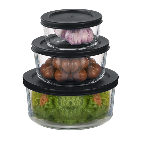 Milex 3pcs Round Glass Container Set | Colour May Vary