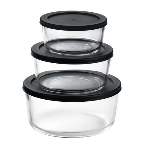 Milex 3pcs Round Glass Container Set | Colour May Vary