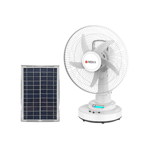 Milex Rechargeable Desk Fan 12" + Milex Solar Panel for Rechargeable Desk Fan - Milex South Africa