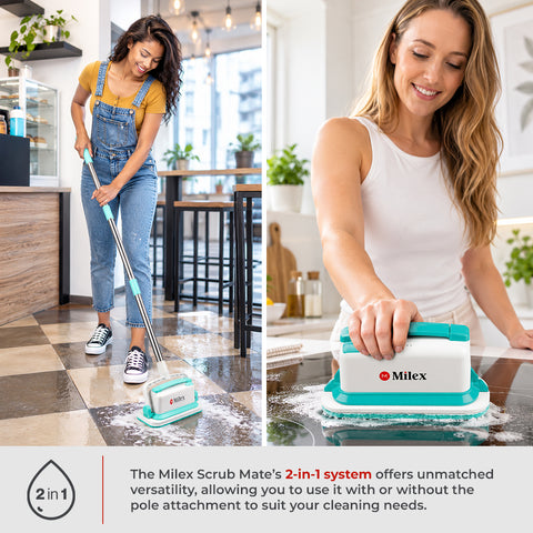 Milex Scrub Mate + Refill Bundle | Combo – Cordless Electric Spin Scrubber with Replacement Pads