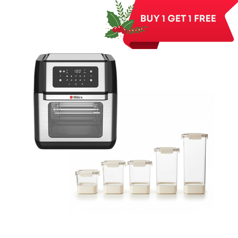 Milex 12L Air Fryer Oven With Rotisserie + Milex 5pcs Container Set