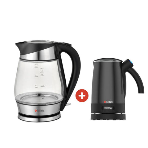 Milex Café & Tea Duo – Creamy Craft Milk Frother and 1.7L Glass Kettle