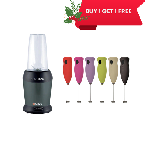 Milex Nutri 1200 Blender | Grey + Milex Stick O Cinno Assorted Colours