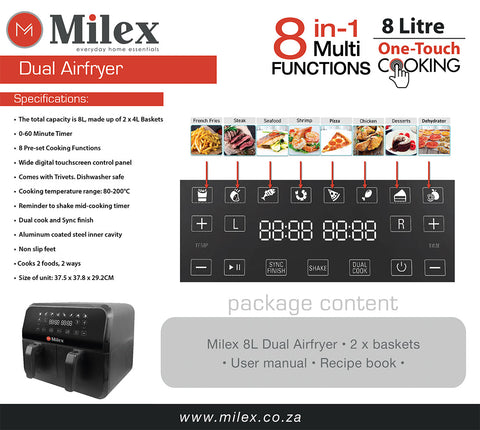 Milex Dual 9L Air Fryer - Milex South Africa